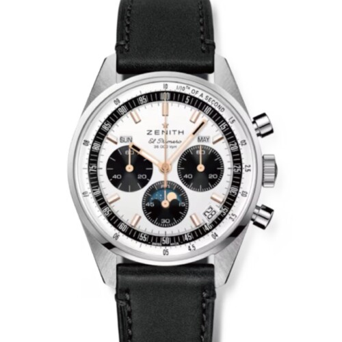 クロノマスター オリジナル トリプルカレンダー 38mm シルバー文字盤 ステンレススチール レザーストラップ