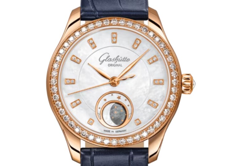 GLASHÜTTE ORIGINAL セレナーデ・ルナ 32.5mm ホワイトマザーオブパール ダイヤモンド文字盤 レッドゴールド 1-35-14-01-15-04