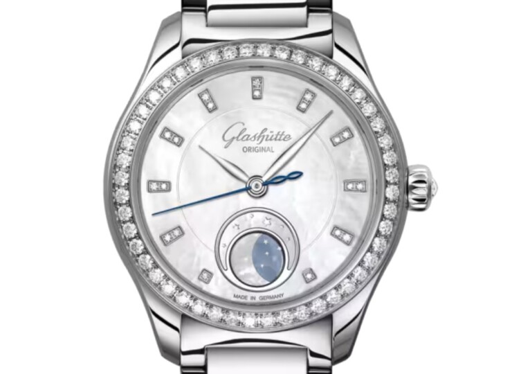 GLASHÜTTE ORIGINAL セレナーデ・ルナ 32.5mm ホワイトマザーオブパール ダイヤモンド文字盤 ステンレススティール ブレスレット（Ref.1-35-14-02-12-14） 1-35-14-02-12-14