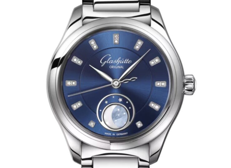 GLASHÜTTE ORIGINAL セレナーデ・ルナ 32.5mm ラディアントブルー ダイヤモンド文字盤 ステンレススティール ブレスレット 1-35-14-03-02-14