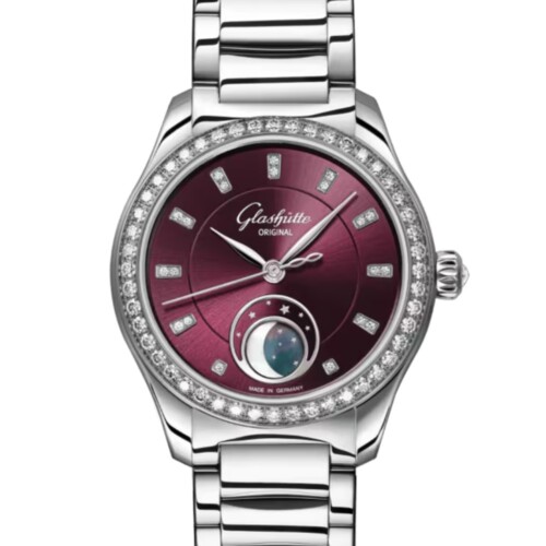 セレナーデ・ルナ 32.5mm パープル ダイヤモンド文字盤 ステンレススティール ブレスレット
