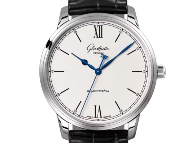 GLASHÜTTE ORIGINAL セネタ・エクセレンス 40mm シルバーグレイン文字盤 ステンレススティール ブラック ルイジアナ・アリゲーター・ストラップ 1-36-01-01-02-61