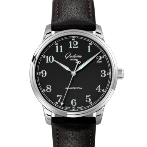 GLASHÜTTE ORIGINAL セネタ・エクセレンス 40mm ブラック文字盤 ステンレススティール ブラック カーフ 1-36-01-03-02-65