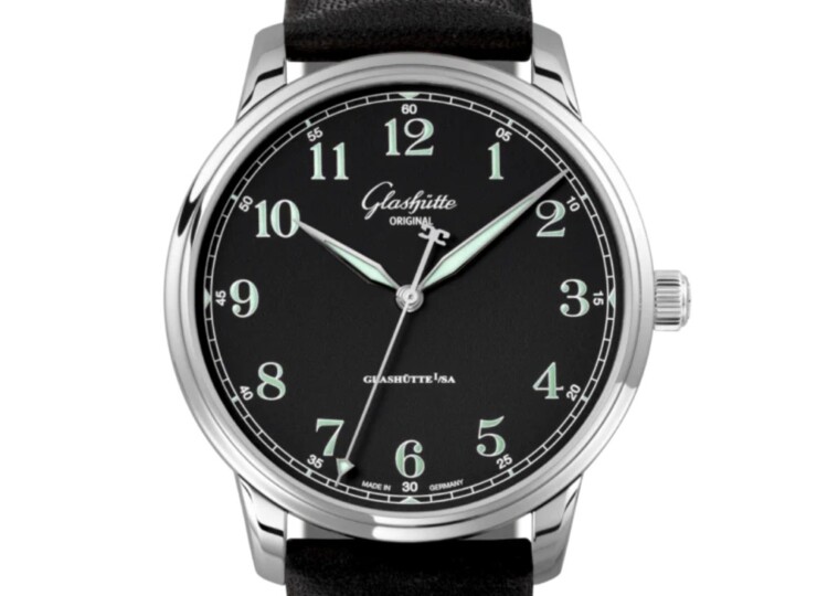 GLASHÜTTE ORIGINAL セネタ・エクセレンス 40mm ブラック文字盤 ステンレススティール ブラック カーフ 1-36-01-03-02-65