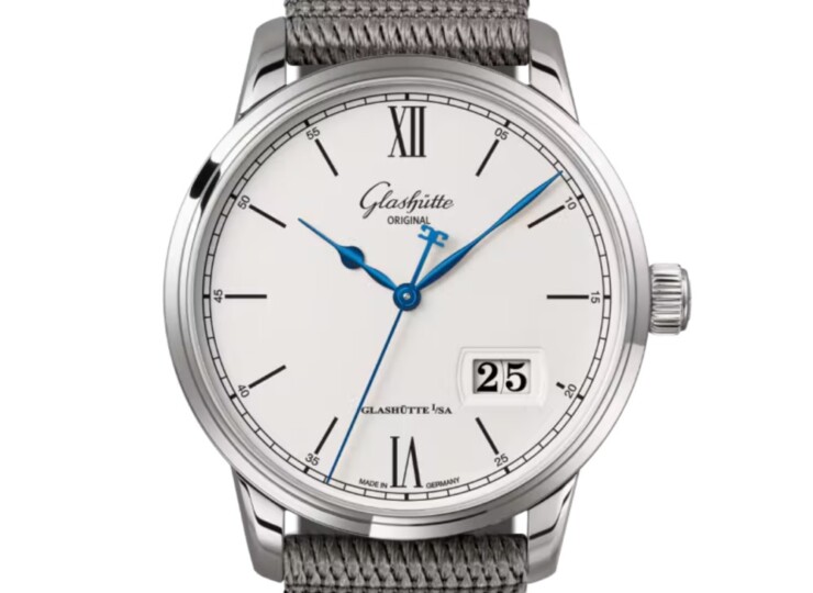 GLASHÜTTE ORIGINAL セネタ・エクセレンス・パノラマデイト 40mm シルバーグレイン文字盤 ステンレススティール グレー シンセティック 1-36-03-01-02-66