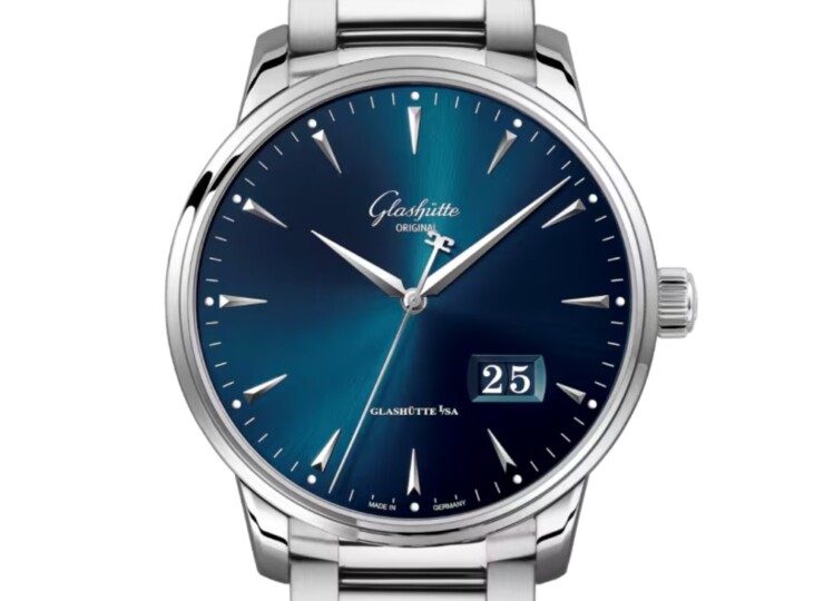 GLASHÜTTE ORIGINAL セネタ・エクセレンス・パノラマデイト 42mm ブルー文字盤 ステンレススティール ブレスレット 1-36-03-04-02-71