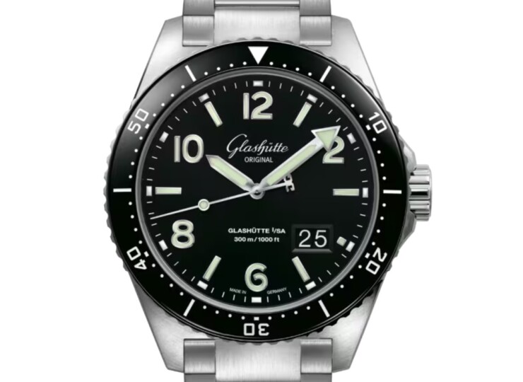 GLASHÜTTE ORIGINAL SeaQパノラマデイト 43.2mm ブラック文字盤 ステンレススティール ブレスレット 1-36-13-01-80-70