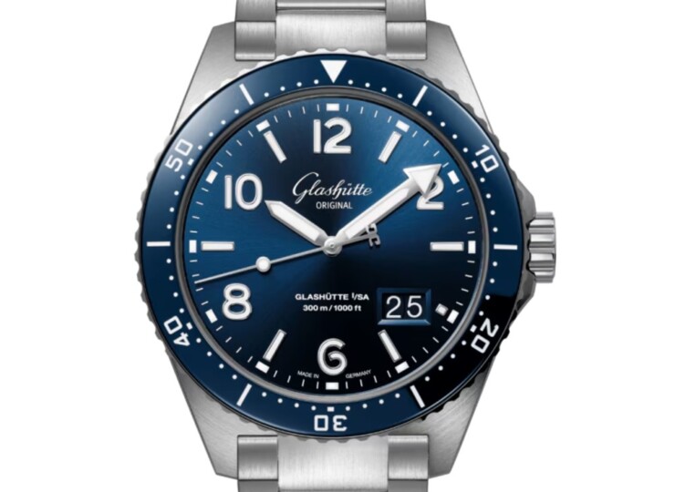 GLASHÜTTE ORIGINAL SeaQパノラマデイト 43.2mm ラディアントブルー文字盤 ステンレススティール ブレスレット 1-36-13-02-81-70