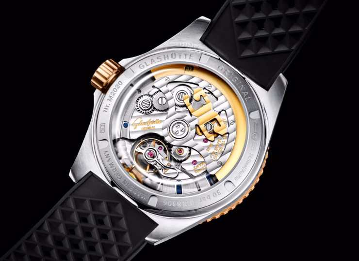 GLASHÜTTE ORIGINAL SeaQパノラマデイト 43.2mm グレー文字盤 ステンレススティール/レッドゴールド ブラック ラバーストラップ 1-36-13-04-91-33