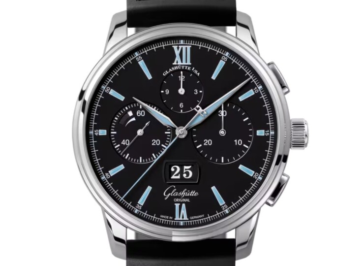 GLASHÜTTE ORIGINAL セネタ・クロノグラフ・パノラマデイト 42mm ブラック文字盤 ステンレススティール ブラック ラバーストラップ 1-37-01-03-02-33