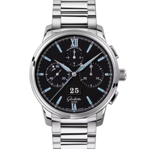 セネタ・クロノグラフ・パノラマデイト 42mm ブラック文字盤 ステンレススティール ブレスレット