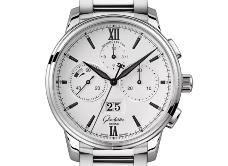 GLASHÜTTE ORIGINAL セネタ・クロノグラフ・パノラマデイト 42mm ホワイト文字盤 ステンレススティール ブレスレット 1-37-01-05-02-71