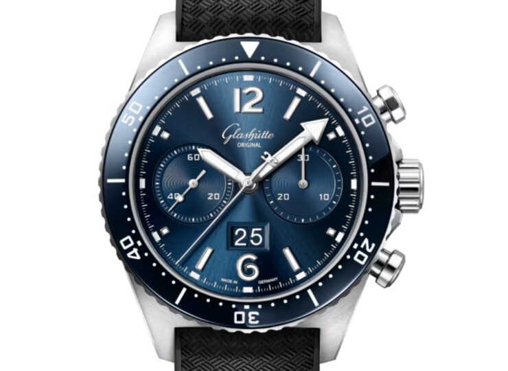 GLASHÜTTE ORIGINAL SeaQクロノグラフ 43.2mm ラディアントブルー文字盤 ステンレススティール ブラック ラバーストラップ 1-37-23-02-81-33