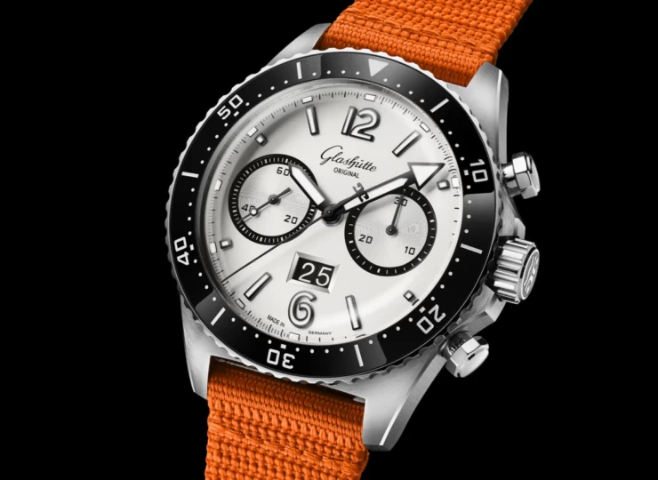 GLASHÜTTE ORIGINAL SeaQクロノグラフ 43.2mm シルバー文字盤 ステンレススティール シンセティック 1-37-23-03-80-34
