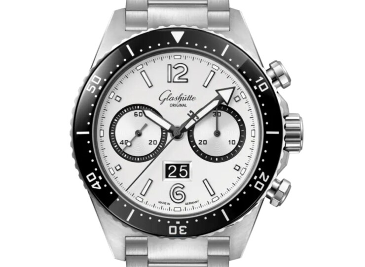 GLASHÜTTE ORIGINAL SeaQクロノグラフ 43.2mm シルバー文字盤 ステンレススティール ブレスレット 1-37-23-03-80-70