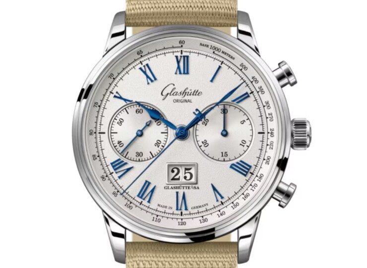 GLASHÜTTE ORIGINAL セネタ・クロノグラフ 41mm シルバー文字盤 ステンレススティール シンセティック 1-37-24-01-02-64