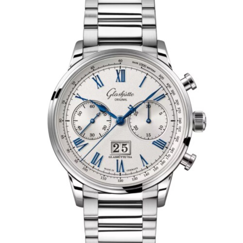 GLASHÜTTE ORIGINAL セネタ・クロノグラフ 41mm シルバー文字盤 ステンレススティール ブレスレット 1-37-24-01-02-71