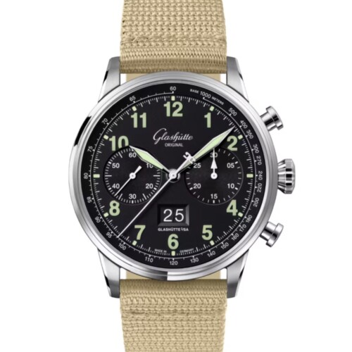 GLASHÜTTE ORIGINAL セネタ・クロノグラフ ナビゲーター 41mm マットブラック文字盤 ステンレススティール シンセティック 1-37-24-20-12-64