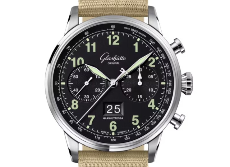 GLASHÜTTE ORIGINAL セネタ・クロノグラフ ナビゲーター 41mm マットブラック文字盤 ステンレススティール シンセティック 1-37-24-20-12-64