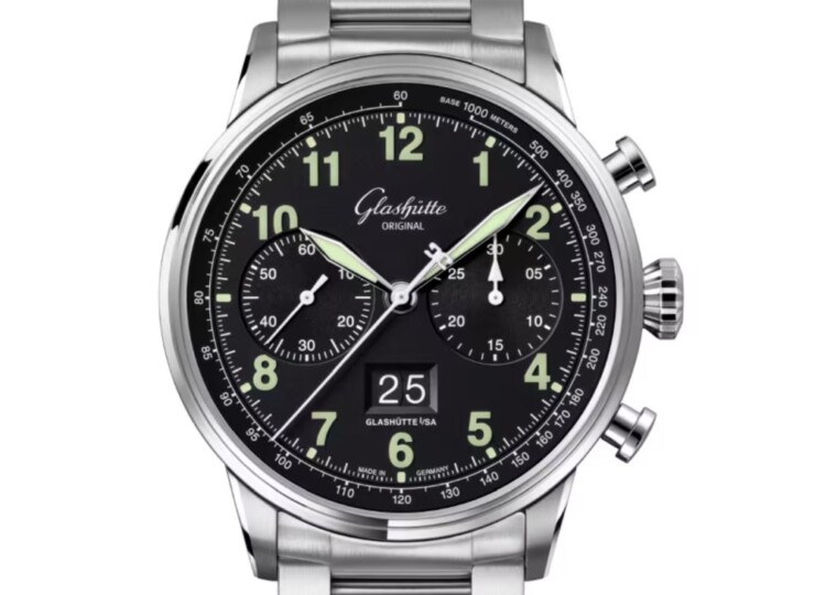 GLASHÜTTE ORIGINAL セネタ・クロノグラフ ナビゲーター 41mm マットブラック文字盤 ステンレススティール ブレスレット 1-37-24-20-12-71