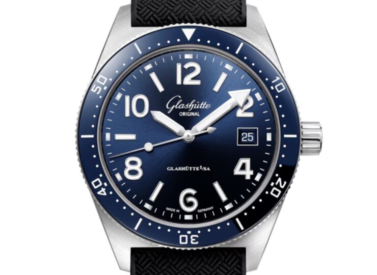 GLASHÜTTE ORIGINAL SeaQ 39.5mm ラディアントブルー文字盤 ステンレススティール ブラック ラバーストラップ 1-39-11-09-81-33