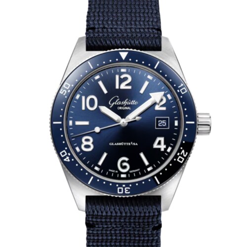 GLASHÜTTE ORIGINAL SeaQ 39.5mm ラディアントブルー文字盤 ステンレススティール ブルー シンセティック（Ref.1-39-11-09-81-34） 1-39-11-09-81-34