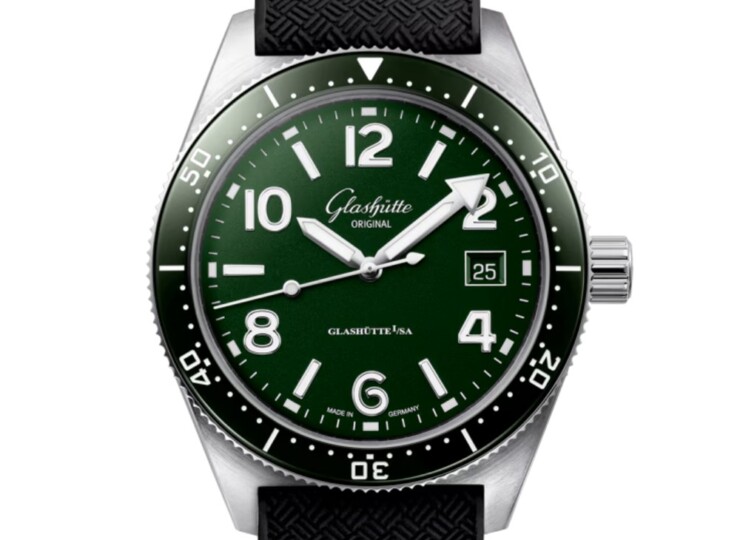 GLASHÜTTE ORIGINAL SeaQ 39.5mm リードグリーン文字盤 ステンレススティール ブラック ラバーストラップ 1-39-11-13-83-33