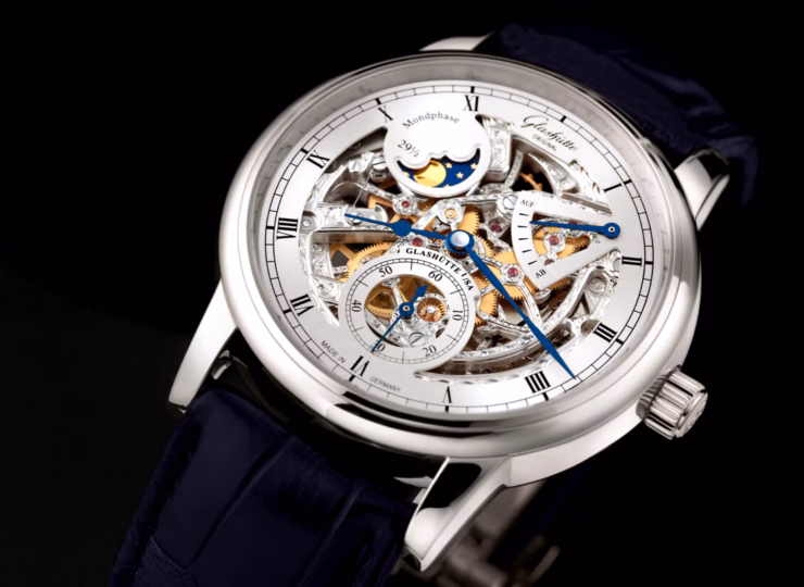 GLASHÜTTE ORIGINAL セネタ・ムーンフェイズ・スケルトン 42mm シルバー スケルトン文字盤 1-49-13-15-04-30