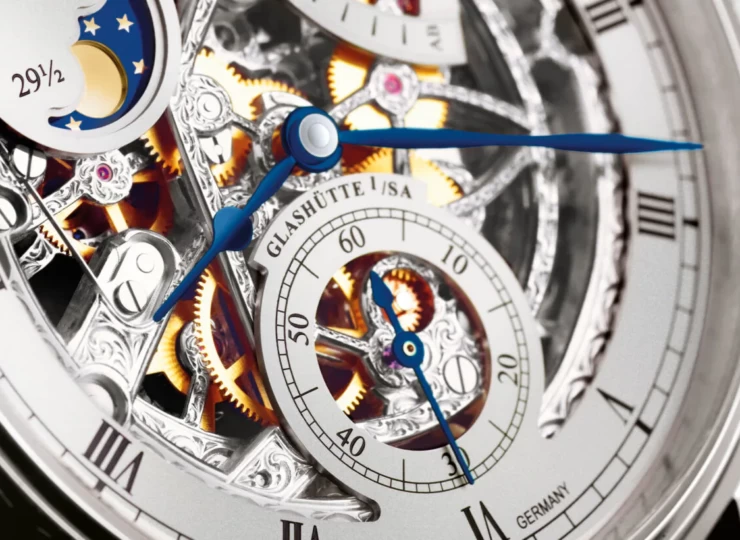 GLASHÜTTE ORIGINAL セネタ・ムーンフェイズ・スケルトン 42mm シルバー スケルトン文字盤 1-49-13-15-04-30