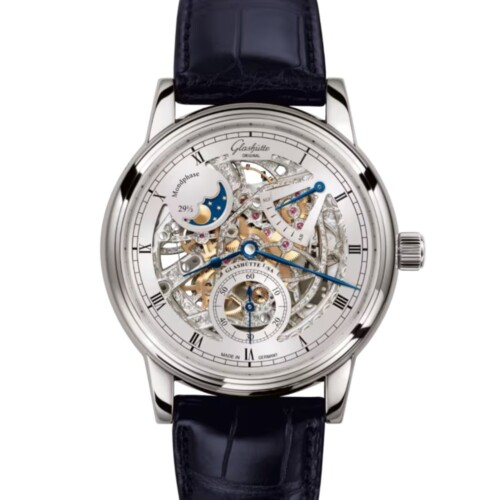 GLASHÜTTE ORIGINAL セネタ・ムーンフェイズ・スケルトン 42mm シルバー スケルトン文字盤 1-49-13-15-04-30