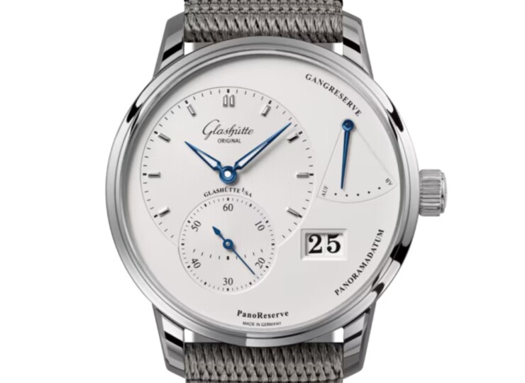 GLASHÜTTE ORIGINAL パノリザーブ 40mm シルバー文字盤 ステンレススティール グレー シンセティック 1-65-01-22-12-66