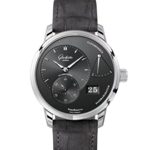 GLASHÜTTE ORIGINAL パノリザーブ 40mm ルテニウム文字盤 ステンレススティール グレー ルイジアナ・アリゲーター・ストラップ 1-65-01-23-12-62