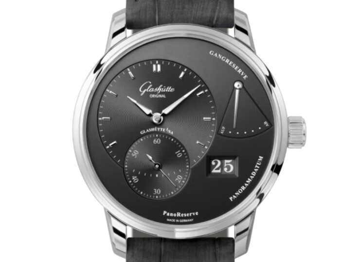 GLASHÜTTE ORIGINAL パノリザーブ 40mm ルテニウム文字盤 ステンレススティール グレー ルイジアナ・アリゲーター・ストラップ 1-65-01-23-12-62