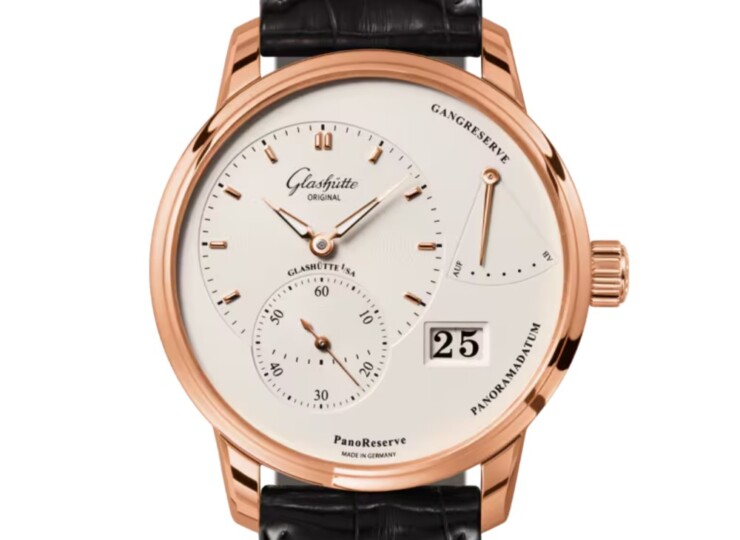 GLASHÜTTE ORIGINAL パノリザーブ 40mm シルバー文字盤 レッドゴールド ブラック ルイジアナ・アリゲーター・ストラップ 1-65-01-25-15-61