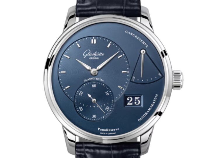GLASHÜTTE ORIGINAL パノリザーブ 40mm ブルー文字盤 ステンレススティール ブルー ルイジアナ・アリゲーター・ストラップ 1-65-01-26-12-61