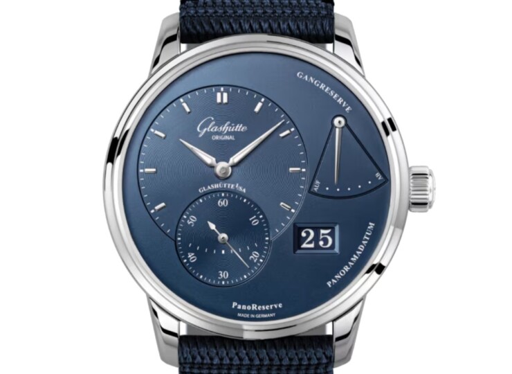 GLASHÜTTE ORIGINAL パノリザーブ 40mm ブルー文字盤 ステンレススティール ブルー シンセティック 1-65-01-26-12-64