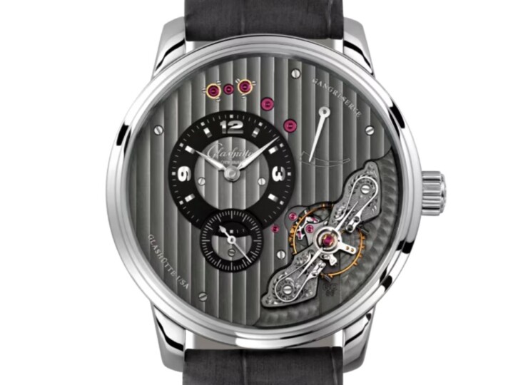 GLASHÜTTE ORIGINAL パノインバース 42mm ブラック文字盤 ステンレススティール グレー ルイジアナ・アリゲーター・ストラップ 1-66-06-04-22-62