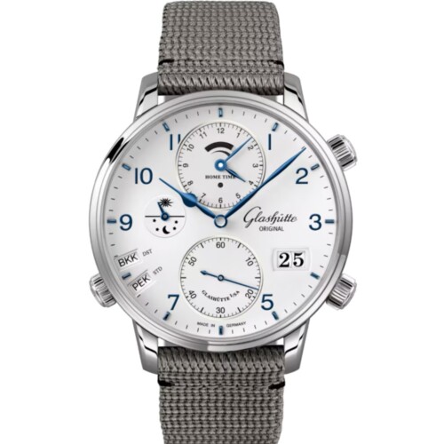 セネタ・コスモポリト 44mm ホワイト文字盤 ステンレススティール グレー シンセティック