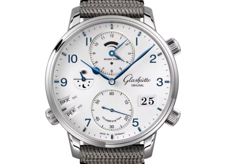 GLASHÜTTE ORIGINAL セネタ・コスモポリト 44mm ホワイト文字盤 ステンレススティール グレー シンセティック 1-89-02-03-02-66
