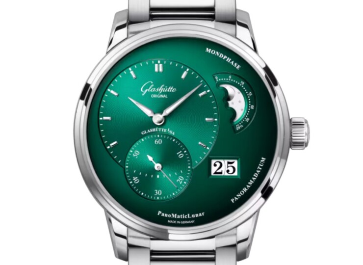 GLASHÜTTE ORIGINAL パノマティックルナ 40mm グリーンブラック文字盤 ステンレススティール ブレスレット 1-90-02-13-32-70