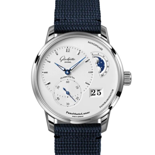 パノマティックルナ 40mm シルバー文字盤 ステンレススティール ブルー シンセティック