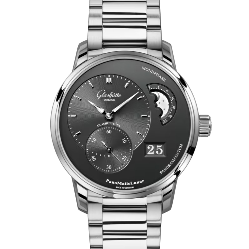 GLASHÜTTE ORIGINAL パノマティックルナ 40mm ルテニウム文字盤 ステンレススティール ブレスレット 1-90-02-43-32-71