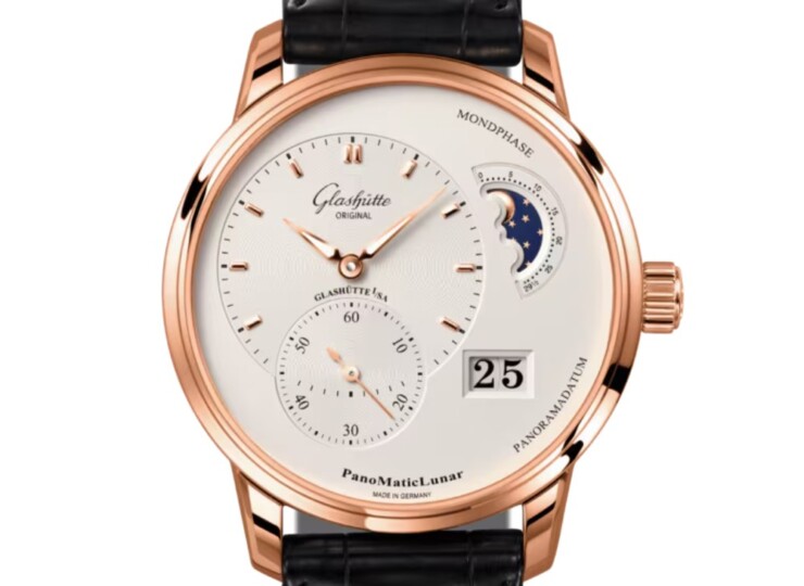 GLASHÜTTE ORIGINAL パノマティックルナ 40mm シルバー文字盤 レッドゴールド ブラック ルイジアナ・アリゲーター・ストラップ 1-90-02-45-35-61