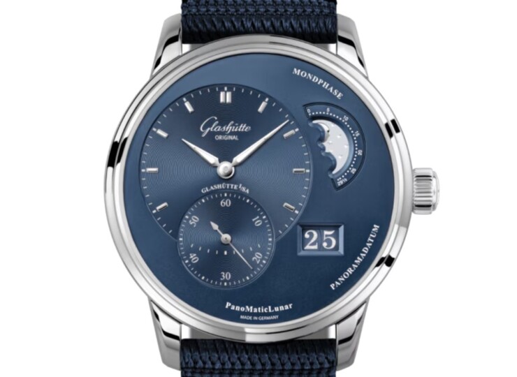 GLASHÜTTE ORIGINAL パノマティックルナ 40mm ブルー文字盤 ステンレススティール ブルー シンセティック 1-90-02-46-32-64