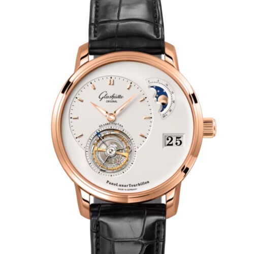 GLASHÜTTE ORIGINAL パノルナ・トゥールビヨン 40mm シルバー文字盤 レッドゴールド ブラック ルイジアナ・アリゲーター・ストラップ 1-93-02-05-05-04