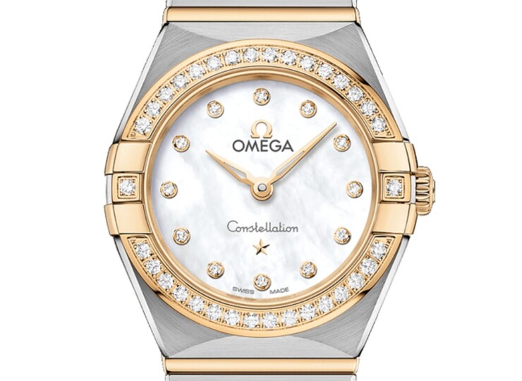 OMEGA コンステレーション 25mm ホワイト文字盤 ステンレススティール＆イエローゴールド ブレスレット ダイヤモンド・ベゼル 131.25.25.60.55.002