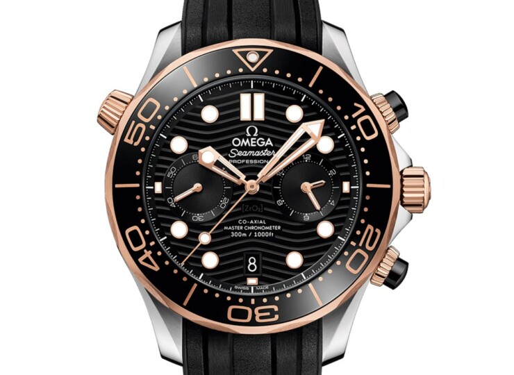 OMEGA シーマスター ダイバー300M クロノグラフ 44mm ブラック文字盤 ステンレススティール＆セドナゴールド ラバーストラップ 210.22.44.51.01.001