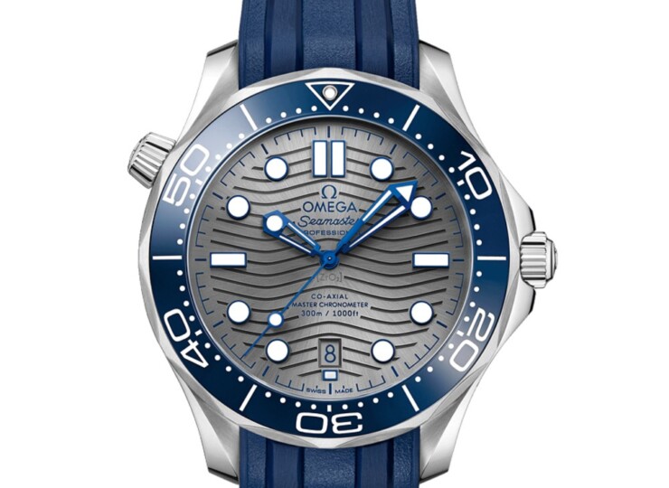 OMEGA シーマスター ダイバー300M 42mm グレー文字盤 ステンレススティール ブルー・ラバーストラップ 210.32.42.20.06.001