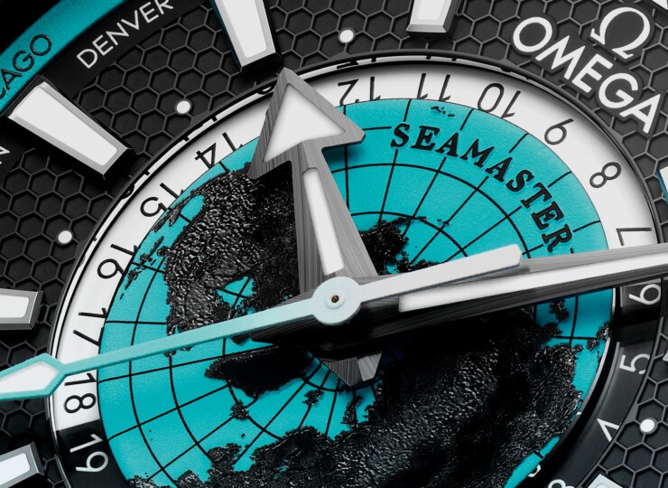 OMEGA シーマスター プラネットオーシャン 600M GMT ワールドタイマー 45.5mm ブラック文字盤 ブラックセラミック ブラック・ラバーストラップ ターコイズ・アクセント 215.92.46.22.01.006