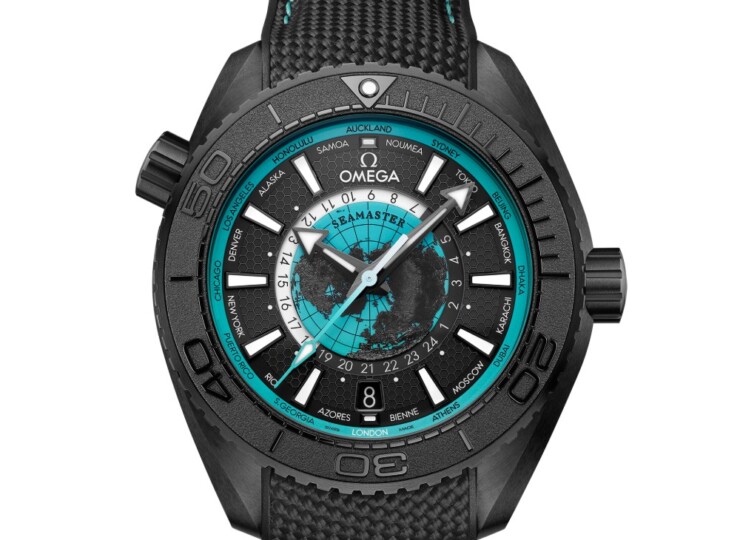 OMEGA シーマスター プラネットオーシャン 600M GMT ワールドタイマー 45.5mm ブラック文字盤 ブラックセラミック ブラック・ラバーストラップ ターコイズ・アクセント 215.92.46.22.01.006